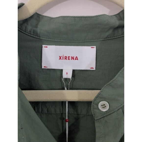 XiRENA Agnes Green Button-Up Mini Dress 100% cotton Short Sleeve Wrap Sz S *Read - Picture 4 of 9